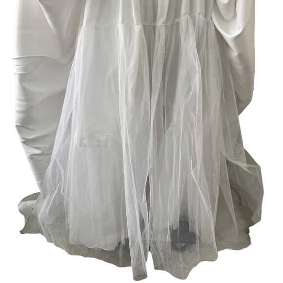 St Tropez Wedding Dress Womens S White Ballgown Beaded Bodice Tulle Train Bridal - Picture 5 of 15